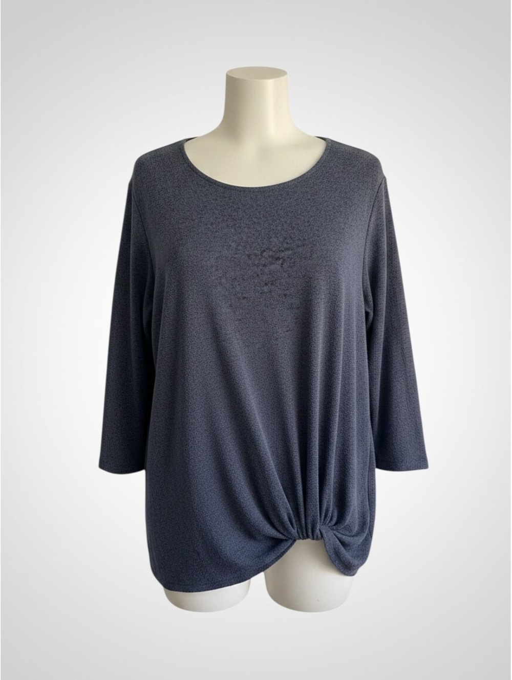 Matty M blue heather twist-front 3/4 sleeve top
